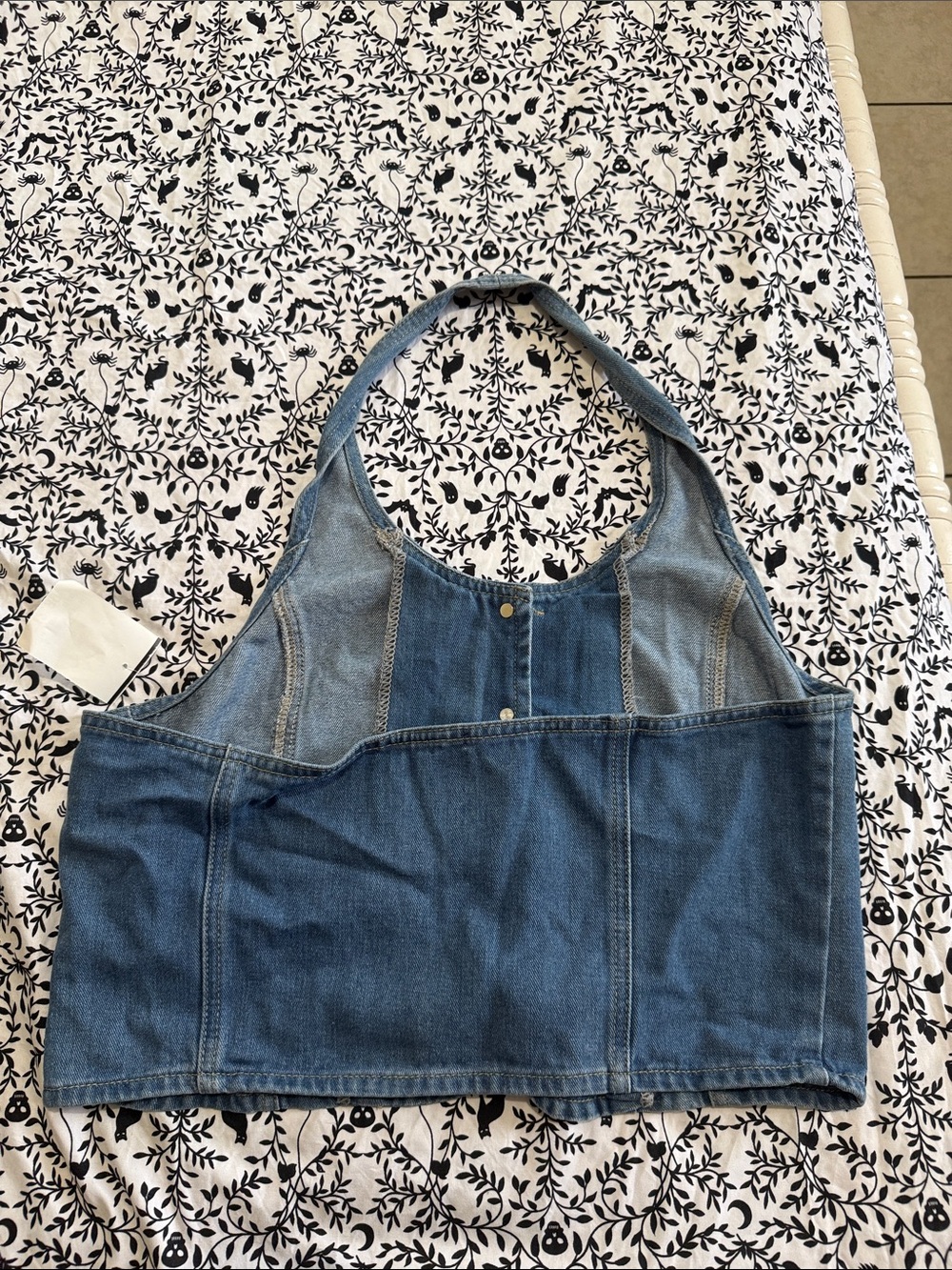 Blue Denim Halter Crop Top Overalls - Picture 2 of 2